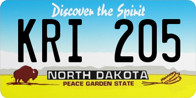 ND license plate KRI205