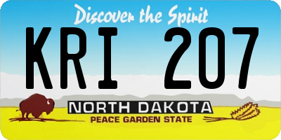 ND license plate KRI207