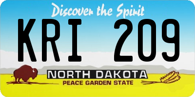 ND license plate KRI209