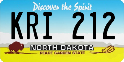 ND license plate KRI212