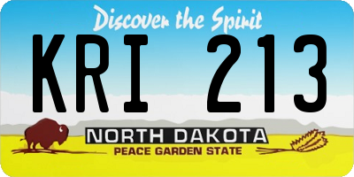 ND license plate KRI213