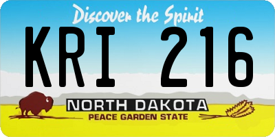 ND license plate KRI216