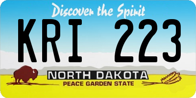 ND license plate KRI223