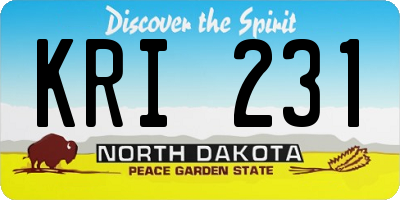 ND license plate KRI231