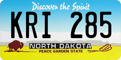 ND license plate KRI285