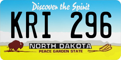 ND license plate KRI296