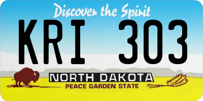 ND license plate KRI303