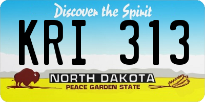 ND license plate KRI313