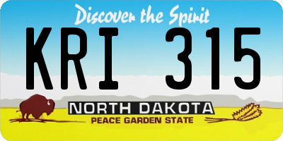 ND license plate KRI315
