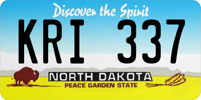 ND license plate KRI337
