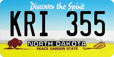 ND license plate KRI355
