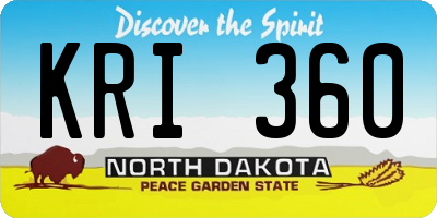 ND license plate KRI360