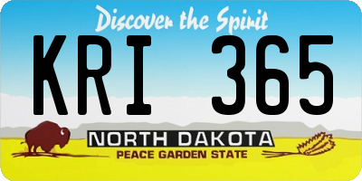 ND license plate KRI365