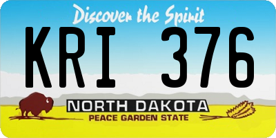 ND license plate KRI376