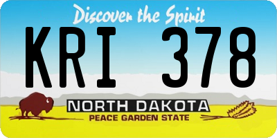 ND license plate KRI378