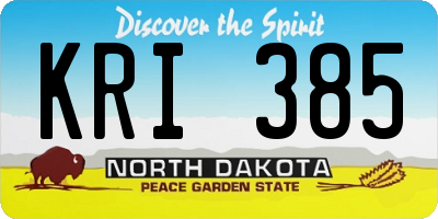 ND license plate KRI385