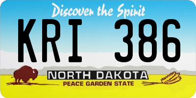 ND license plate KRI386