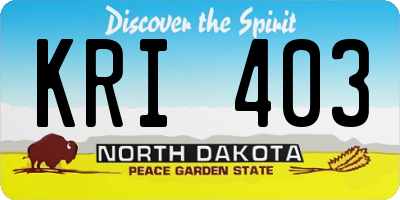 ND license plate KRI403