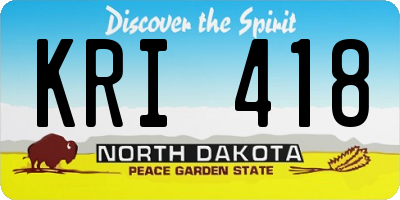 ND license plate KRI418