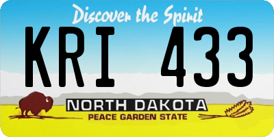 ND license plate KRI433