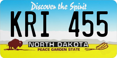 ND license plate KRI455