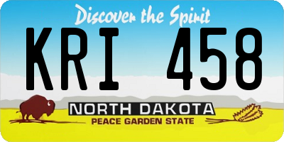 ND license plate KRI458