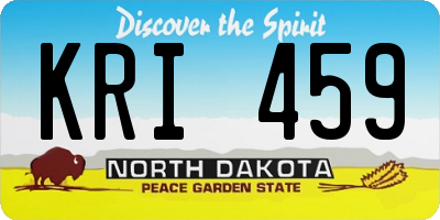 ND license plate KRI459