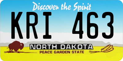 ND license plate KRI463