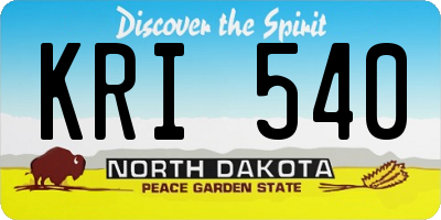 ND license plate KRI540