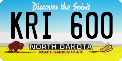 ND license plate KRI600