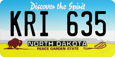 ND license plate KRI635