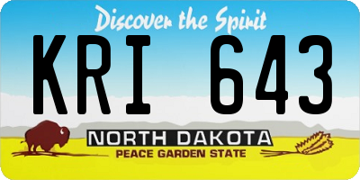 ND license plate KRI643