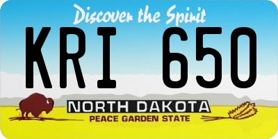 ND license plate KRI650