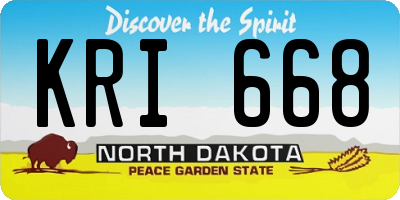 ND license plate KRI668