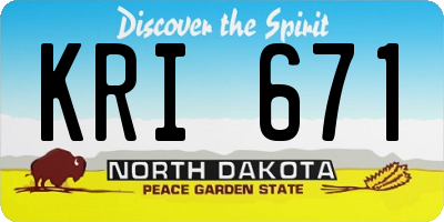 ND license plate KRI671