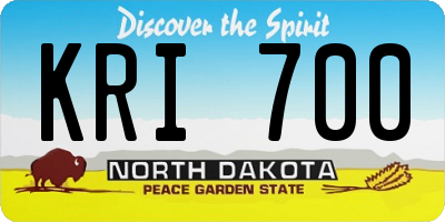 ND license plate KRI700