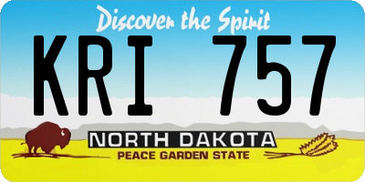 ND license plate KRI757