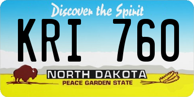 ND license plate KRI760
