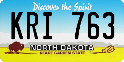 ND license plate KRI763