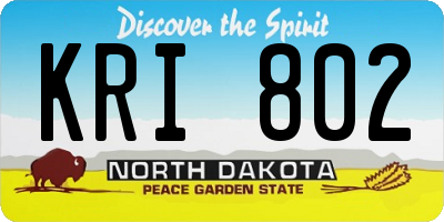 ND license plate KRI802