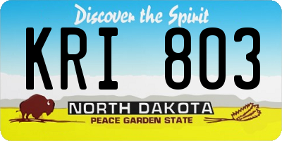 ND license plate KRI803