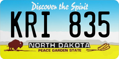 ND license plate KRI835