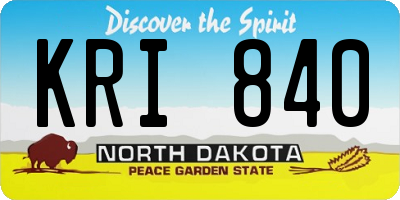 ND license plate KRI840