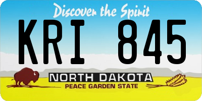 ND license plate KRI845