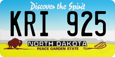 ND license plate KRI925
