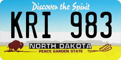 ND license plate KRI983