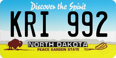 ND license plate KRI992