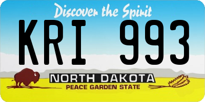 ND license plate KRI993