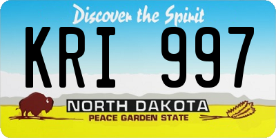 ND license plate KRI997