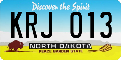 ND license plate KRJ013
